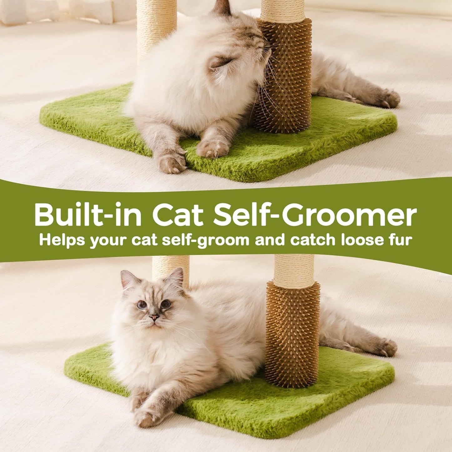 Space-Saving Green Cat Tree – Play, Scratch & Relax in Style