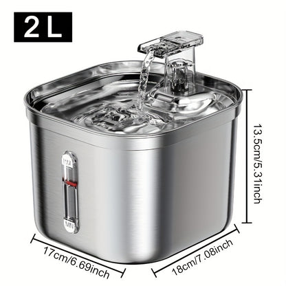 Stainless Steel Cat & Dog Water Fountain – Ultra-Quiet Automatic Dispenser with 3 Filters (73oz)