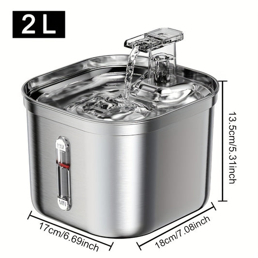 Stainless Steel Cat & Dog Water Fountain – Ultra-Quiet Automatic Dispenser with 3 Filters (73oz)