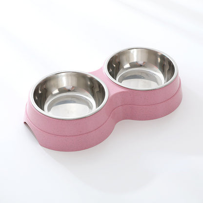 Dual Stainless Steel Pet Bowl – Food & Water Combo