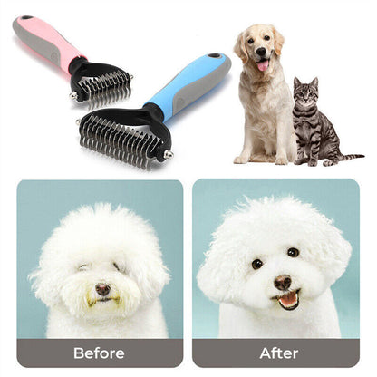 Dual-Sided Deshedding & Dematting Brush – For Dogs & Cats
