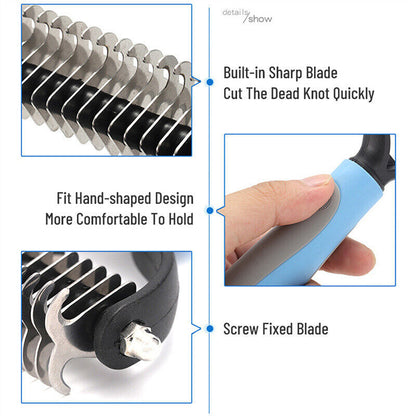 Dual-Sided Deshedding & Dematting Brush – For Dogs & Cats