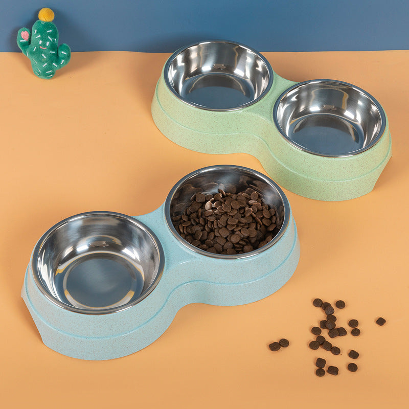 Dual Stainless Steel Pet Bowl – Food & Water Combo