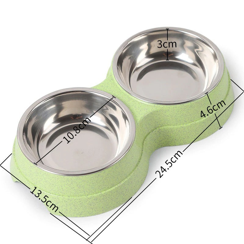 Dual Stainless Steel Pet Bowl – Food & Water Combo