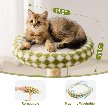 Space-Saving Green Cat Tree – Play, Scratch & Relax in Style