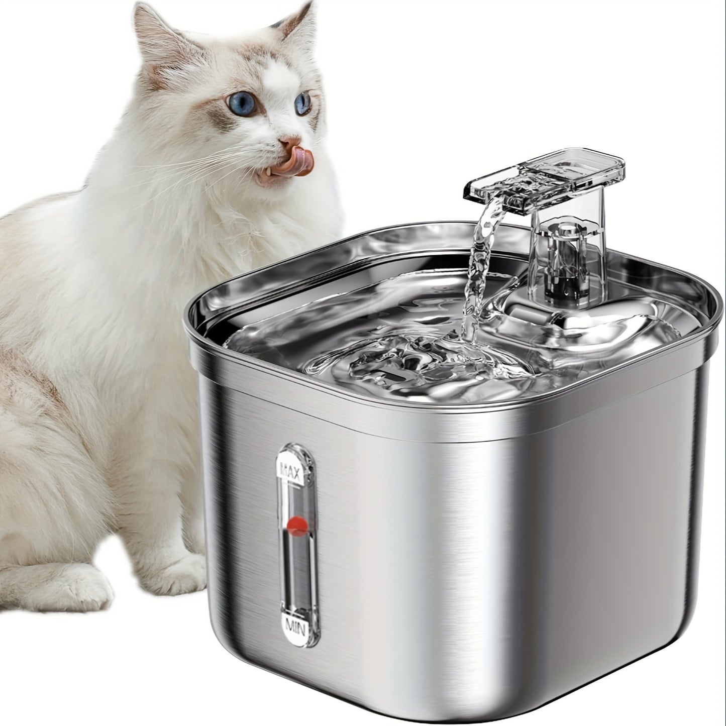 Stainless Steel Cat & Dog Water Fountain – Ultra-Quiet Automatic Dispenser with 3 Filters (73oz)