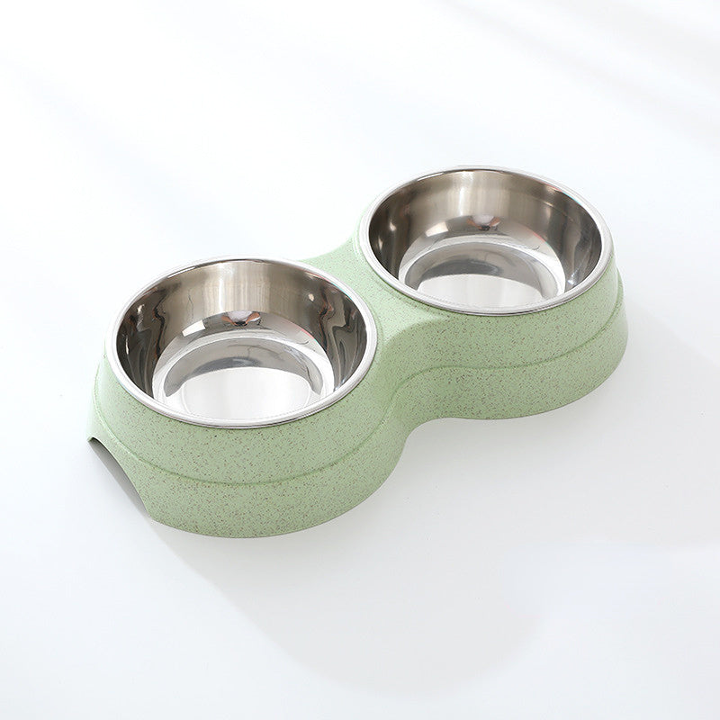 Dual Stainless Steel Pet Bowl – Food & Water Combo
