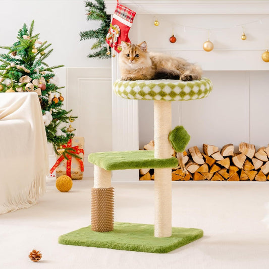Space-Saving Green Cat Tree – Play, Scratch & Relax in Style