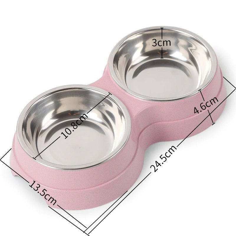 Dual Stainless Steel Pet Bowl – Food & Water Combo
