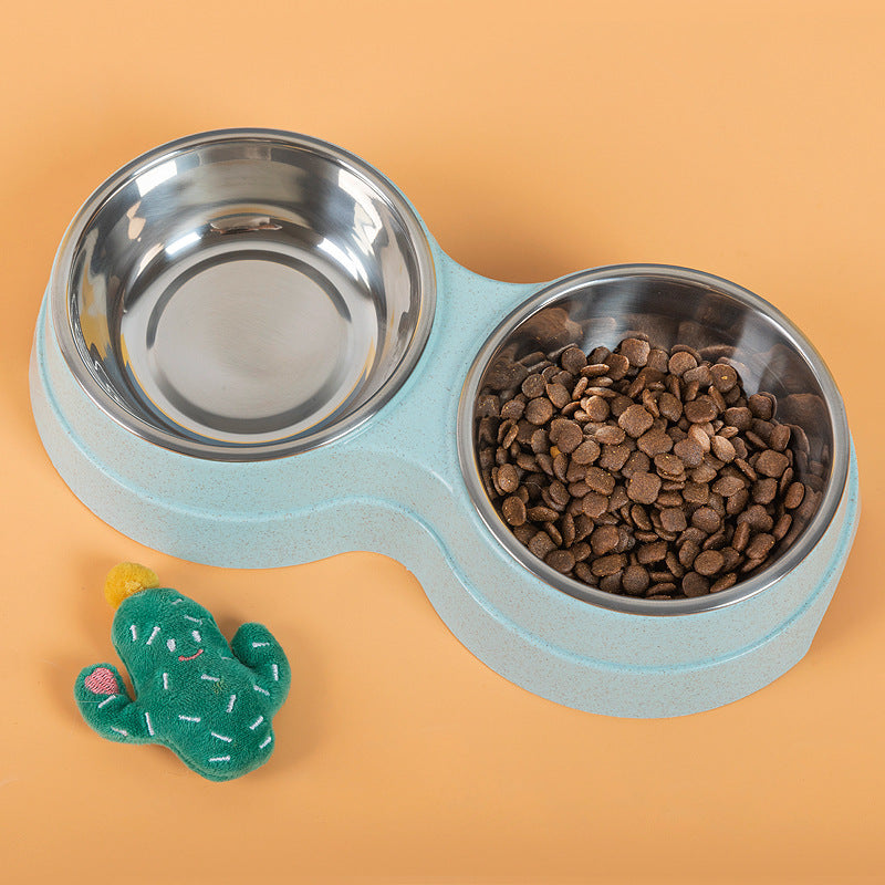Dual Stainless Steel Pet Bowl – Food & Water Combo