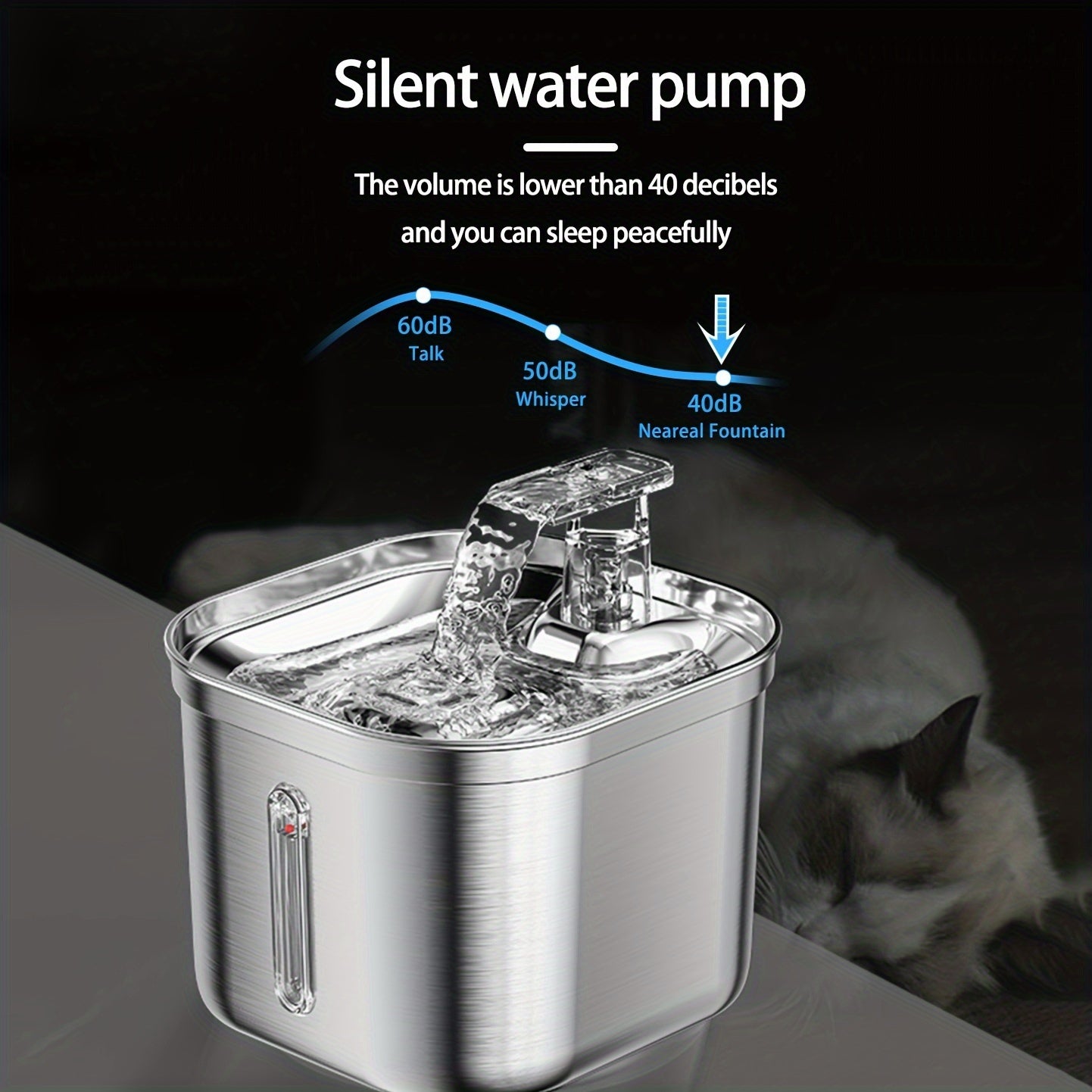 Stainless Steel Cat & Dog Water Fountain – Ultra-Quiet Automatic Dispenser with 3 Filters (73oz)