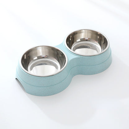 Dual Stainless Steel Pet Bowl – Food & Water Combo