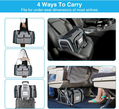 4-Side Expandable Luxury Pet Travel Carrier – TSA Approved with Removable Fleece Pad & Storage Pockets