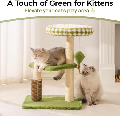 Space-Saving Green Cat Tree – Play, Scratch & Relax in Style
