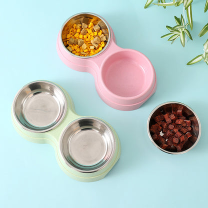 Dual Stainless Steel Pet Bowl – Food & Water Combo