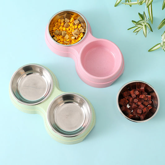 Dual Stainless Steel Pet Bowl – Food & Water Combo