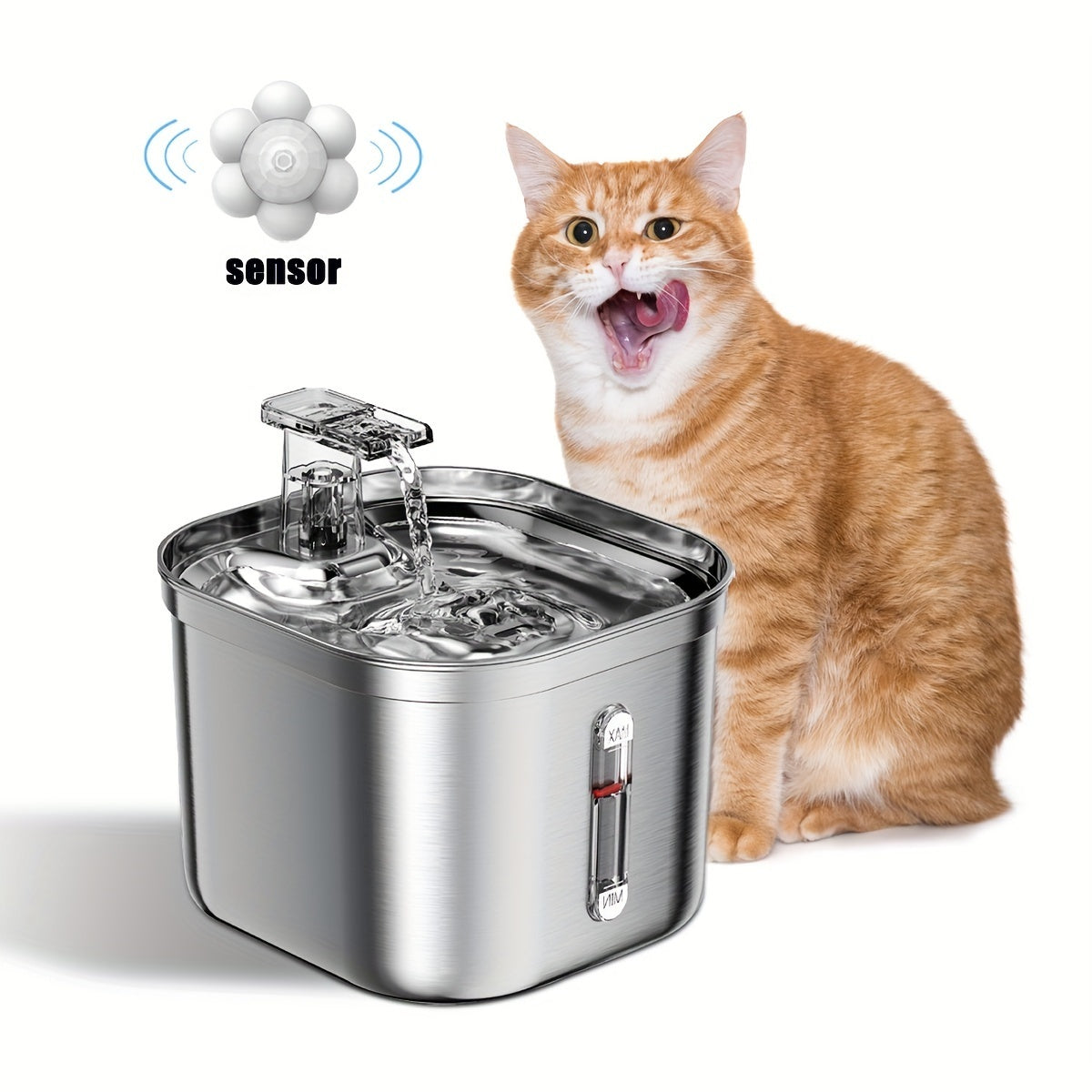 Stainless Steel Cat & Dog Water Fountain – Ultra-Quiet Automatic Dispenser with 3 Filters (73oz)